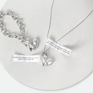 Matching Heart + Arrow Locket and Bracelet Gift Set - Silver